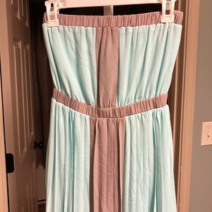 Strapless Pleated Maxi Dress